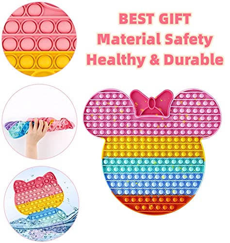 Plusyard Push Rainbow Mouse Big Jumbo Pop Bubble Fidget Toy, Giant Large Huge Square Stress Reliever Silicone Toy For Kids And Adults #TOP2