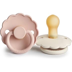 BIBS Pacifiers | Natural Rubber Baby Pacifier | Set of 2 BPA-Free Soothers | Made in Denmark | Blush/Ivory | Size 6-18 Months