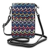 Bolso cruzado de piel con diseño de ondas de arco iris. Accesorios: material de forro suave para evitar frotar el teléfono y causar cualquier daño. Cierre magnético, herrajes dorados, correa de hombro desmontable.