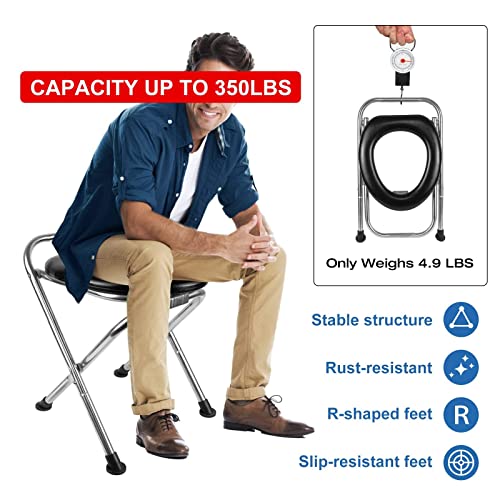 UGarden Upgraded Portable Toilet for Camping, Stainless Steel Portable Toilet with Soft Seat, 350LBS Capacity Portable Camping Toilet, Folding Toilet, Portable Toilet for Camp, Travel, Hiking, Boating