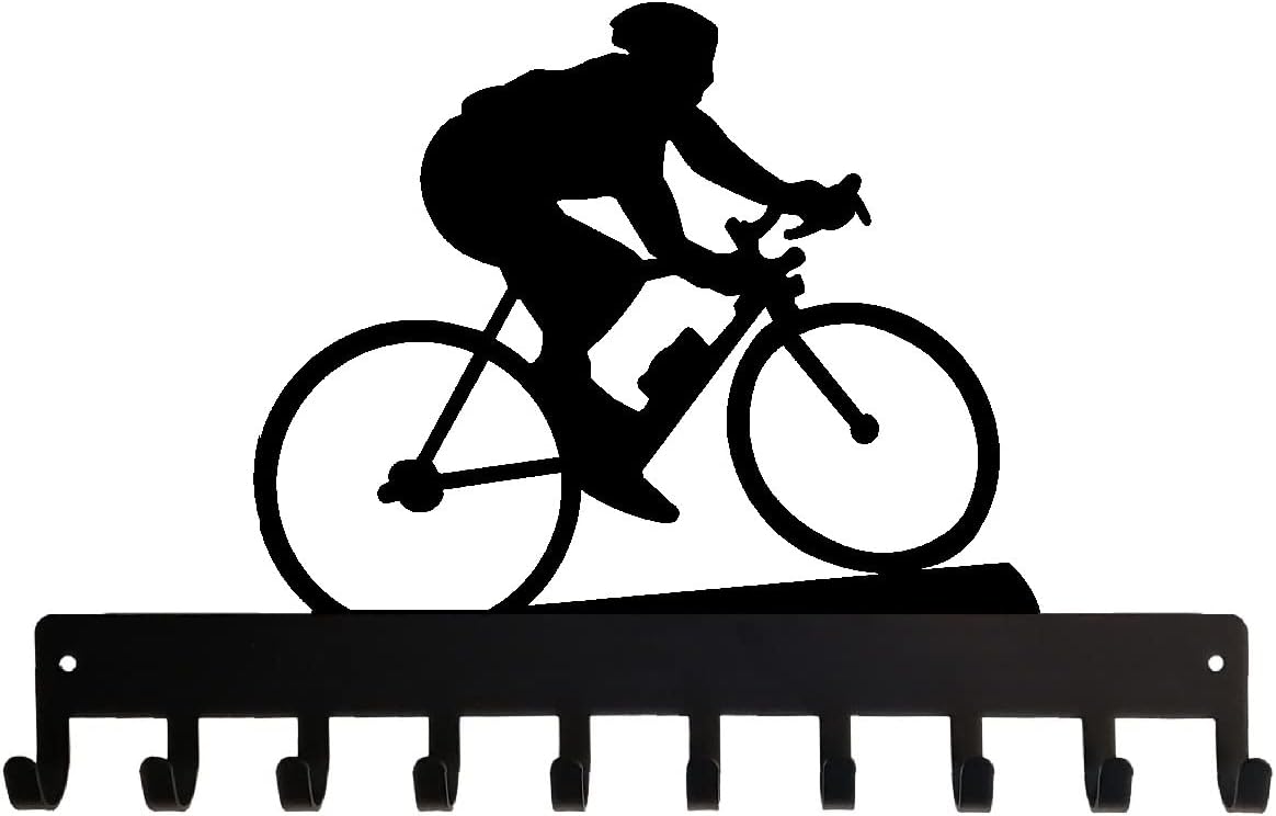 Cycling Sports Medal Hanger Display - 14.5 inches with 10 Hooks - Made in The USA