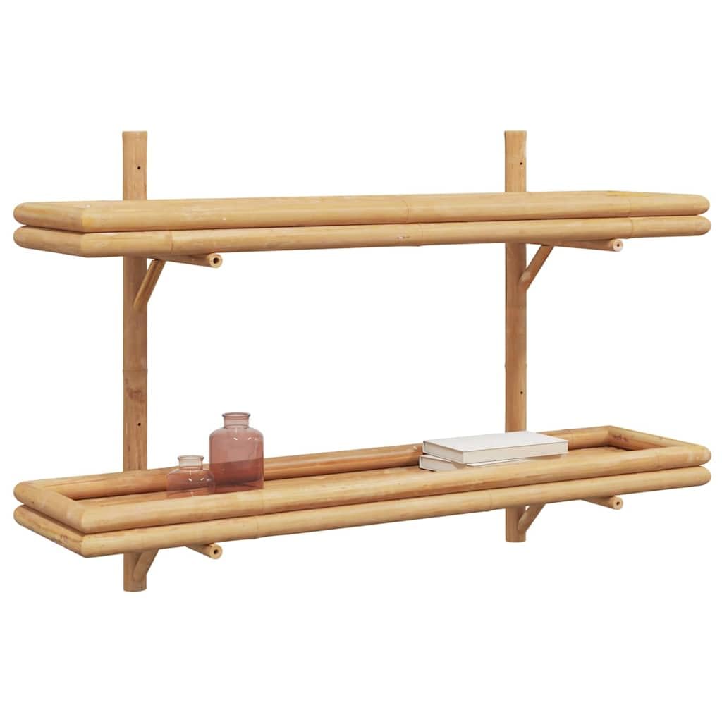 Estantería de pared de bambú marrón, 100 x 26 x 60 cm, estante montado en la pared para sala de estar, dormitorio, baño, diseño moderno, ecológico