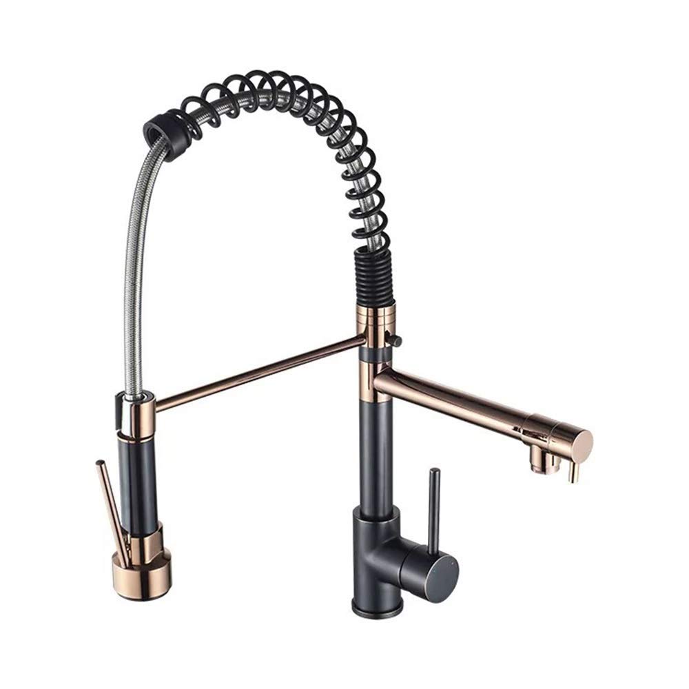 MZH Creative Versatile Stretchable Spinable Tap Seigo European Retro Rose Gold S/ORB Kitchen Full Copper Well-Made