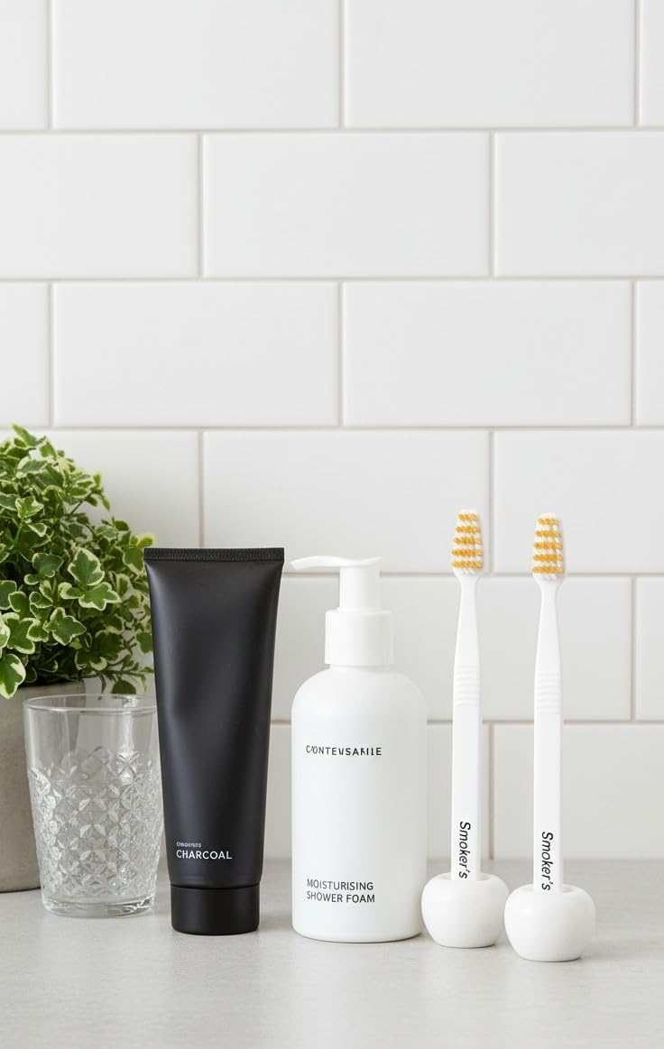 Mini Toothbrush Holders for Bathrooms 1.2 Inch White Marble Tooth Brush Holder Set of 2 for Bathroom Organizers and Countertop Storage Accessories, Sink, Gifts & Vanity Decor - Image 3