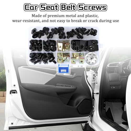 160 Stück Karosserieschrauben Set, Universal Blechmutter Schraube Mutter Clip Kit Mit Klemmscheiben, Metall U Typ Befestigungsclip, Kotflügelclip für Befestigen Reparieren Autoteil