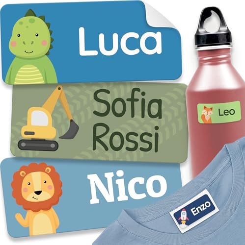 melu kids® Etichette Adesive Personalizzate (60 pezzi, Acqua) - Etichette