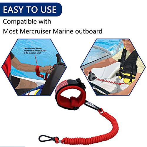Image of 8M0092850 Boat Kill Switch Lanyard Replacement for Mercury Marine Boat Emergency Stop Switch Safety Lanyard 54 Inch