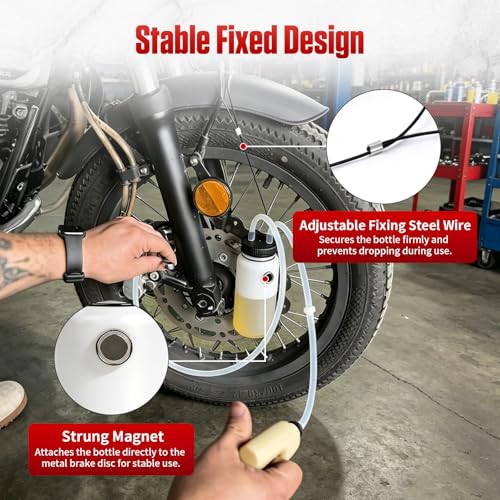 BELEY Motorcycle Brake Bleeder Kit, 400ML Brake Bleeder Bottle Kit One Way Check Valve Hose Bleeding Kit with 23.6 inch Hose for Motorcycle Brake System Repair Maintenance by BELEY - Image 5