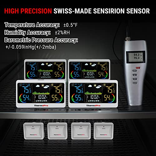 Thermopro Tp68B Weather Station 500Ft Indoor Outdoor Thermometer Wireless, Hygrometer Barometer With Temperature Humidity Sensor, Forecast Weather Thermometers With 7" Large Adjustable Lcd Screen #TOP3