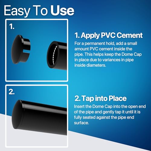 image for FORMUFIT F001IDC-BK-10 PVC Internal Domed End Cap, Furniture Grade, 1