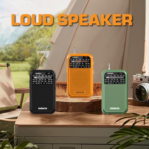 Image of XHDATA D220 Portable AM FM SW Radio Battery Operated With Headphone Jack, Excellent Reception Transistor, Pocket Size for Gift, Family, Elder (Green) | 2AA Battery Operated, Transistor Radio with Excellent Reception for Family or Elder (Green)
