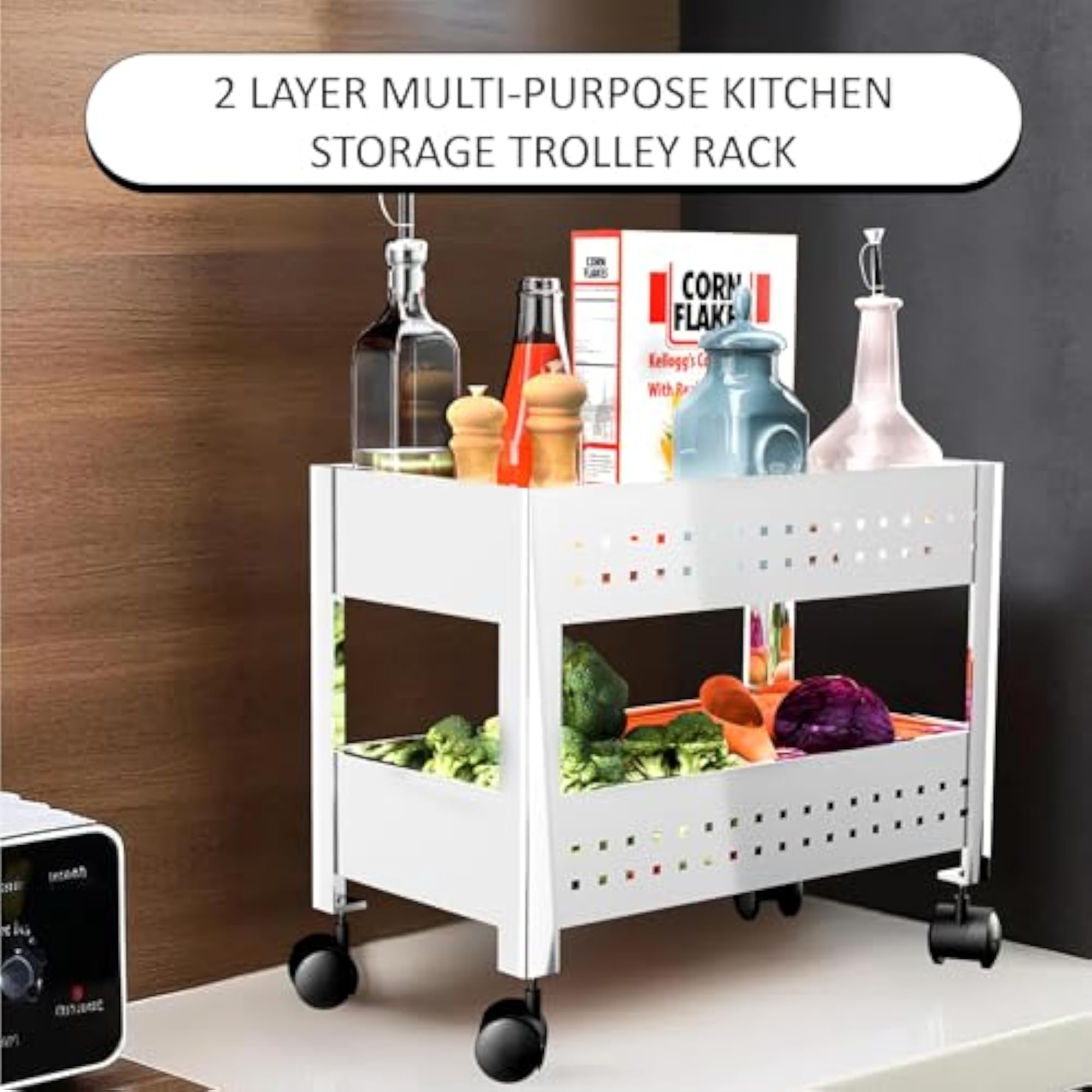 2 Tier Portable & Multi-Utility Stand for Kitchen Storage Rack