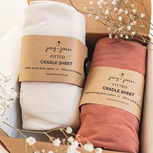 Image of Cradle Sheets Fitted 18 x 36 Inch – Snuggly Soft 100% Jersey Cotton – Beige + Rusty Brown – 2 Pack