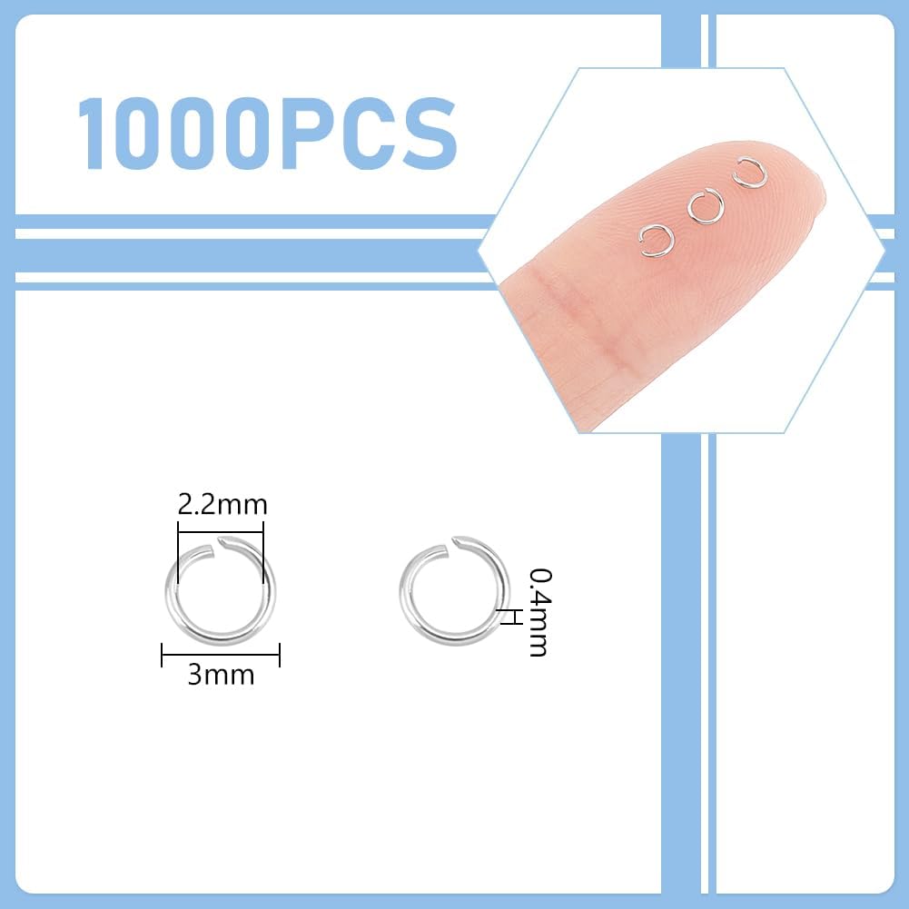 UNICRAFTALE About 1000Pcs 3mm Jump Rings 26 Gauge Stainless Steel Open Jump Rings Round Jump Rings Jewelry Accessories for DIY Bracelet Earring Jewelry Making, Necklace Repair - Image 3