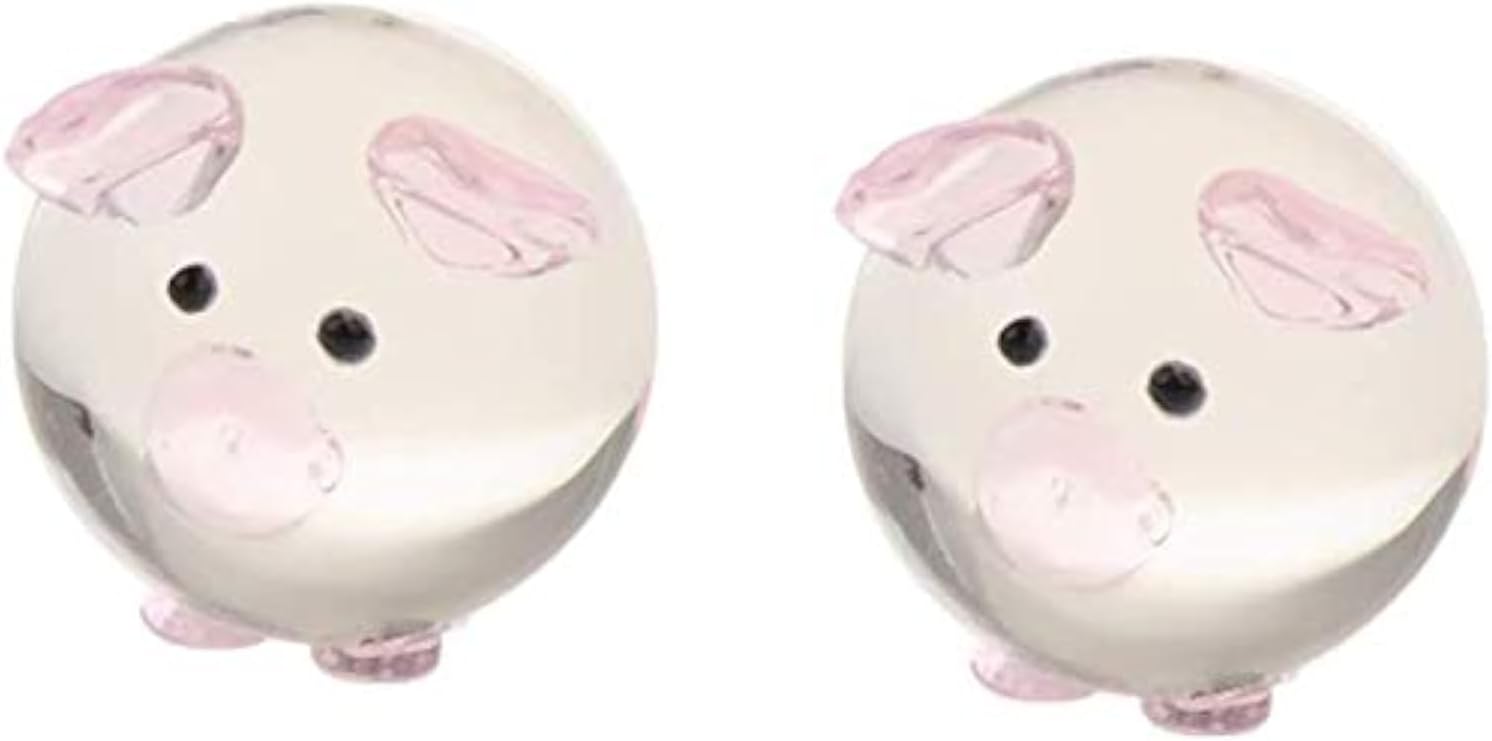 Taotenish Pair of Crystal Couple Pig Pig Ornament Lovers Lucky Pig Gifts Mini Animal Collectible Statue for Desktop Decoration - Pink