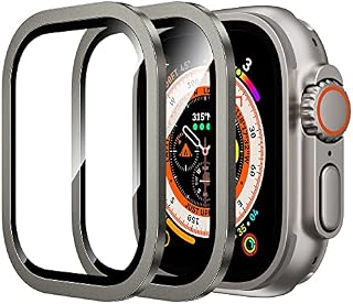 WSKEN Ochraniacz ekranu Apple Watch Ultra 2/Ultra 49 mm, szkło hartowane 9H + rama ze stopu tytanu, [Zachowaj oryginał] [Czułość na dotyk] Lekka folia ochronna do iWatch Ultra 2 szt