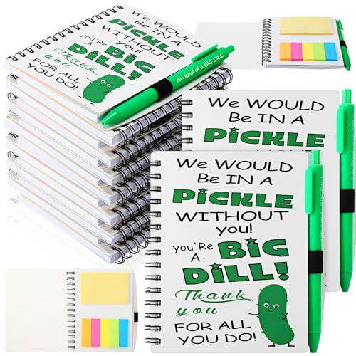 Jetec 24 Pcs Inspirational Pickle Pens Spiral Pickle Notebooks Bulk Emotional Support Gifts for Teacher Employee Coworker Appreciation Gifts Positive Encouragement Back to School Presents