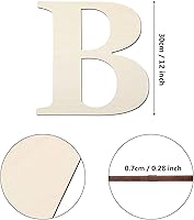 Vista 2 de Letras de madera en blanco de 12 pulgadas, letras de madera sin terminar de 1/4 pulgadas de grosor, letras decorativas del alfabeto para decoración