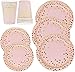 Pink and Gold Valentine's Day Party Supplies Set for 50 Guest Gold Metallic Foil Dots on Pink 50 9" Paper Dinner Plates 50 7" Dessert Plate 50 9 oz Cups for Baby Shower Birthday Disposable Dinnerware