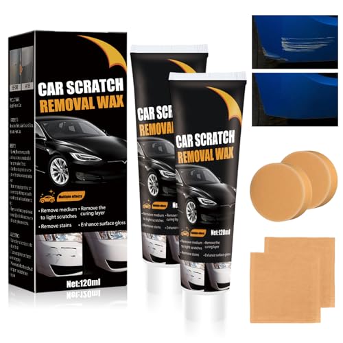 2Pack Car Scratch Remover Kit 2026 New Upgraded Paint Scratch Repair for Vehicles with Magic Cloth & Sponge Permanent Scratch Swirl Mark Water Spot & Scuff Remover
