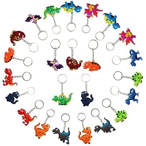 Dinosaurus Sleutelhangers,24 Stuks Dinosaurussen Party Cadeautje,Dinosaurus Feestartikelen,Verjaardag Sleutelhanger…