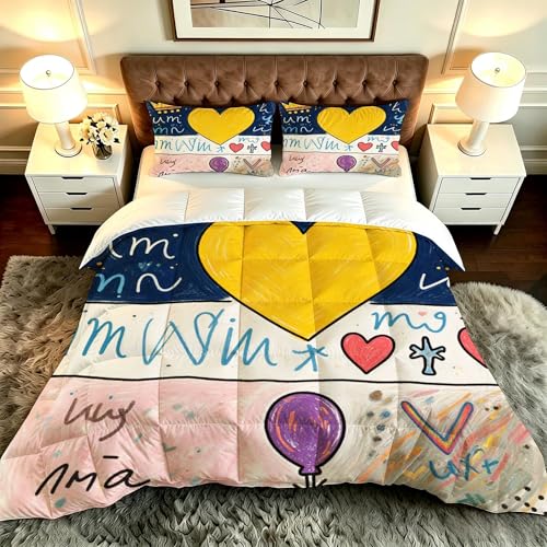 ZZXHG Edredón Estampado 3D Suave y Transpirable | A Color Graffiti Estampados, Nórdico Lavable para Todas Las Estaciones, Incluye 2 Fundas de Almohada 50x75 cm, para Cama Individual_A20318