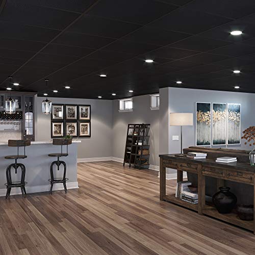 image for Genesis 2ft x 2ft Stucco Pro Black Ceiling Tiles - Easy Drop-in Instal