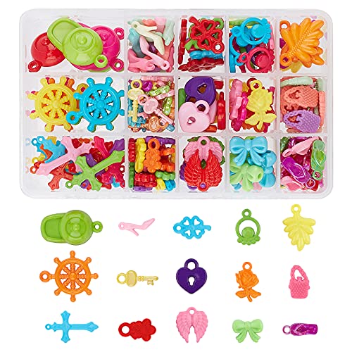 Ph Pandahall 220Pcs 15 Styles Candy Color Chunky Acrylic Charms Pendants Beads For Diy Jewelry Necklaces Bracelets Embellishments Diy Craft #TOP23