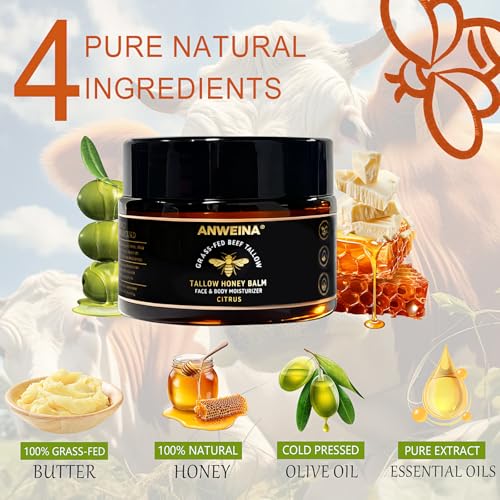 Beef Tallow for Skin, Organic Grass, with Raw Honey, Citrus Flavor 2. OZ. — view 4