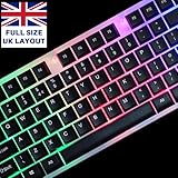 JUSTOP USB Wired Keyboard and Mouse Set, Luminous LED Lights, Full Size Slim Keyboard, LED Gaming Mouse, Game or Business, UK Layout, For PC, Laptop, Windows And Mac, PS4, PS5, Xbox One etc - Image 5