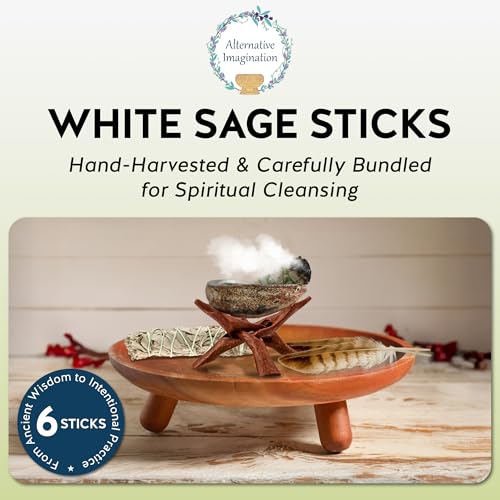 Alternative Imagination California White Sage Smudge Sticks - 6-Pack of 4-Inch Bundles for Home Cleansing,Energy Clearing, Meditation, Witchcraft, Spiritual Gifts,Altar & Smudging- Packaged in the USA by Alternative Imagination - Image 2