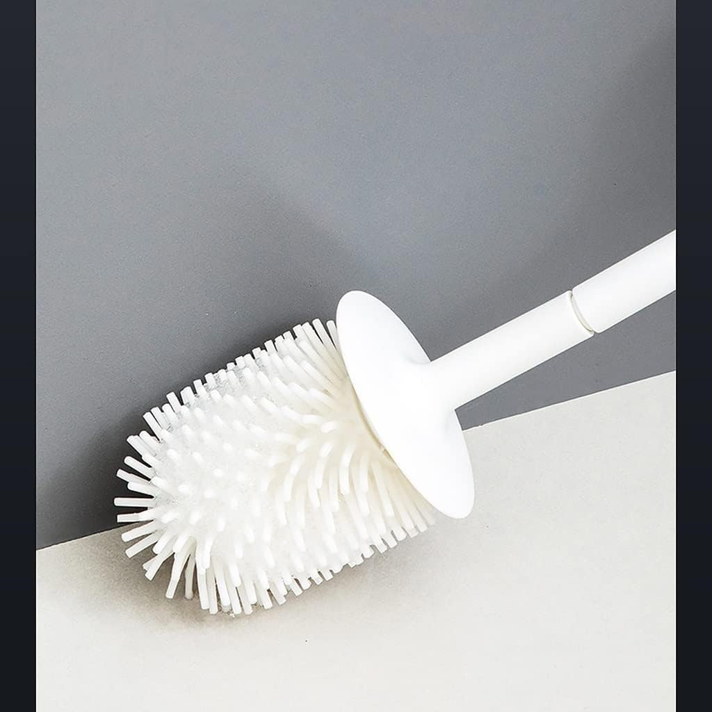Toilet Brush Holder Toilet Brush Holder Household Wall-Mounted Toilet Brushs Bathroom Long Handle Soft Hair Cleaning Modern Silicone Toilet Bowl Brush Set Toilet Brush Holders(White)