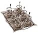 Turkish Tea Set for 6 - Glasses with Brass Holders Lids Saucers Tray & Glass Spoons,25 Pcs (Silver)
