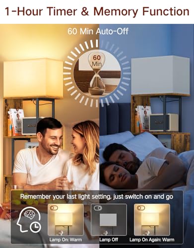 Image of 5-Tier Floor Lamp with Shelves & Remote, Dimmable S-Shaped Bookshelf with 3 Color Temperature, 1-Hour Timer, Tall Corner Standing Lamp for Living Room, Bedroom, Office (Rustic Brown)