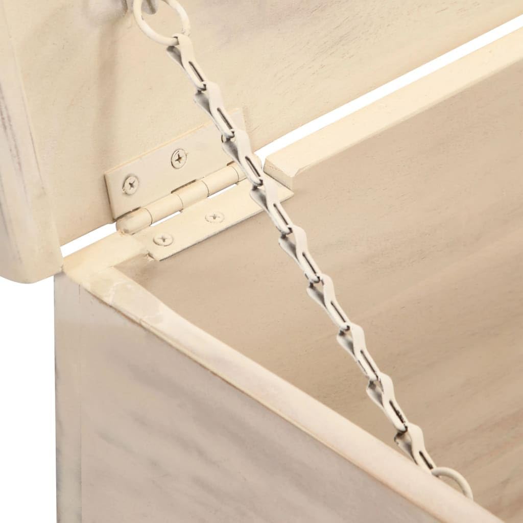 White Solid Acacia Wood Storage Chest Box, 43.3 inch Rectangular Blanket Chest, Distressed Finish Storage Trunk for Bedroom, Living Room Organization