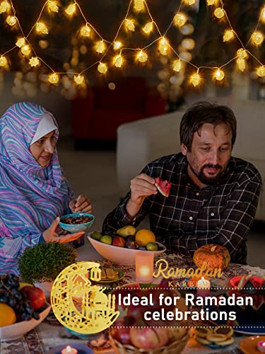 Ramadan Eid String Light- 9.8Ft 20Leds Eid Star And Moon Kerosene Lantern Lamp Battery Operated Mubarak Islam Decorative Indoor Lights String For Muslim Islamic Home Garden Patio Decoration Supplies #TOP3
