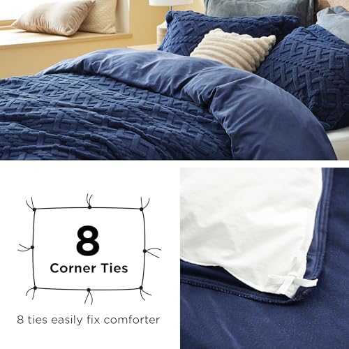 Bedsure Fluffy Comforter Cover Set - Faux Fur Duvet Cover Queen Size, Navy Blue Plush Quilt Cover thumb #5