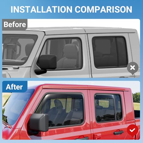 Xipoo Side Window Visor Deflector Compatible with 20-26 Jeep Gladiator JT by Xipoo - Used condition - Image 2