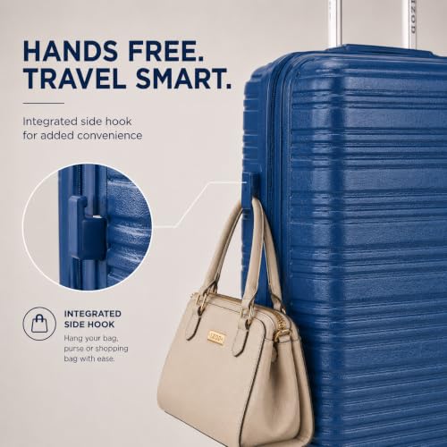 Image of IZOD Romeo 3 Piece Hardside Expandable Luggage Set with Spinner Wheels | Designer Style Hard Shell Travel Suitcase Set (20 inch Carry-On / 24 inch & 28 inch Checked) - Bliss Blue
