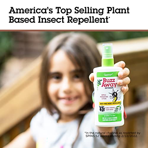 Quantum Health Buzz Away Extreme Insect Repellent|DEET Free Spray|Repels Mosquitos and Ticks|Formulated with Powerful Combo of Essential Oils|Safe for Kids|2 Ounce
