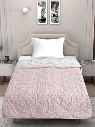 Image of Akshya 220 GSM Reversible Single Bed AC Comforter (60x90 Inches) | Lightweight Microfiber Quilt Blanket for Summer & Mild Winter | Soft All Season Bedding for Home, Hotel & Guest Room