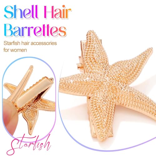 BARTOSI Pinzas Para el Cabello Playa Dorado Conchas Marinas Estrella de Mar Accesorios Para Mujeres y Niñas (Pack de 6) miniatura 4