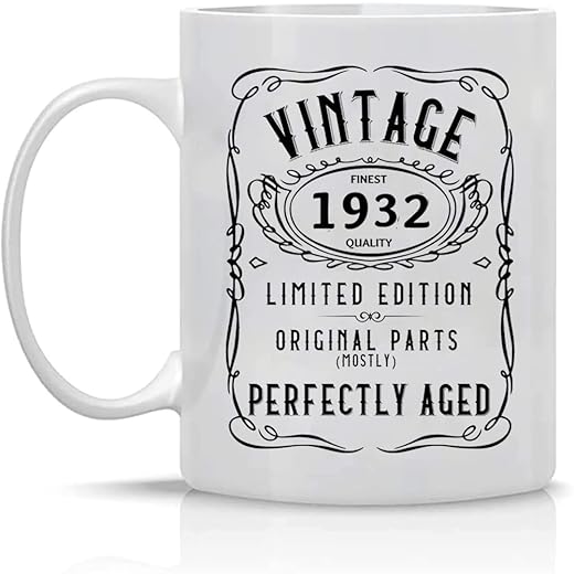 FortuneLoveGift 1932 90th Birthday Gift for Men Women 90 Birthday Coffee Mugs for Women Men 90 Years Old Birthday Gift 1932 90th Gifts Coffee Mugs Tea Cup White 11oz .