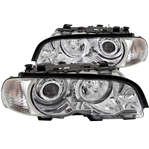 HEADLIGHTSDEPOT Chrome Housing Halogen Headlights Compatible with BMW Coupe 323Ci 325Ci 328Ci 330Ci M3 2000-2004 Includes Left Driver and Right Passenger Side Headlamps