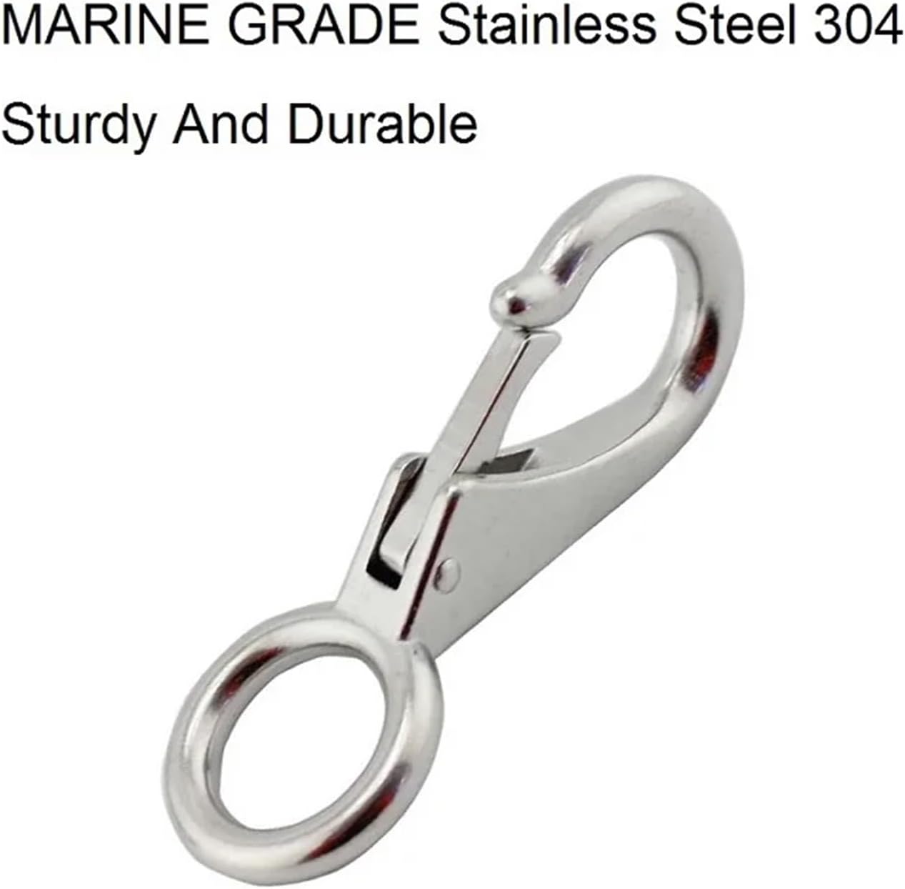 Heavy Duty Stainless Steel 304 Spring Snap Hook Fixed Eye Clip Carabiner Universal Marine Clip Dock Hardware