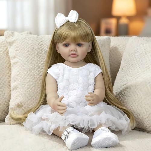 KAWAYII 22 Inch Full Body Princess Reborn Baby Dolls Girl Betty Soft Vinyl Handmade Realistic Newborn Baby Doll with Beautiful Dress