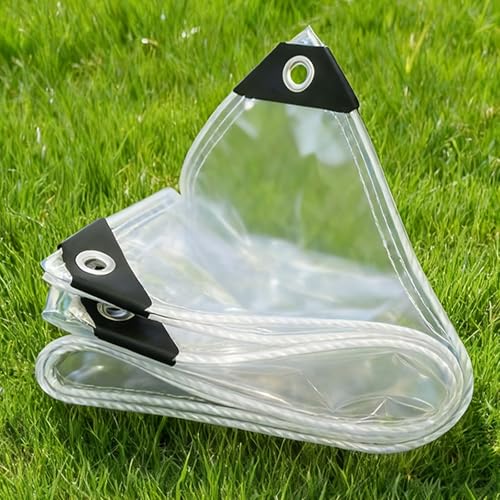 Lona transparente de PVC 1.5x1.6 m resistente UV impermeable con ojales 2