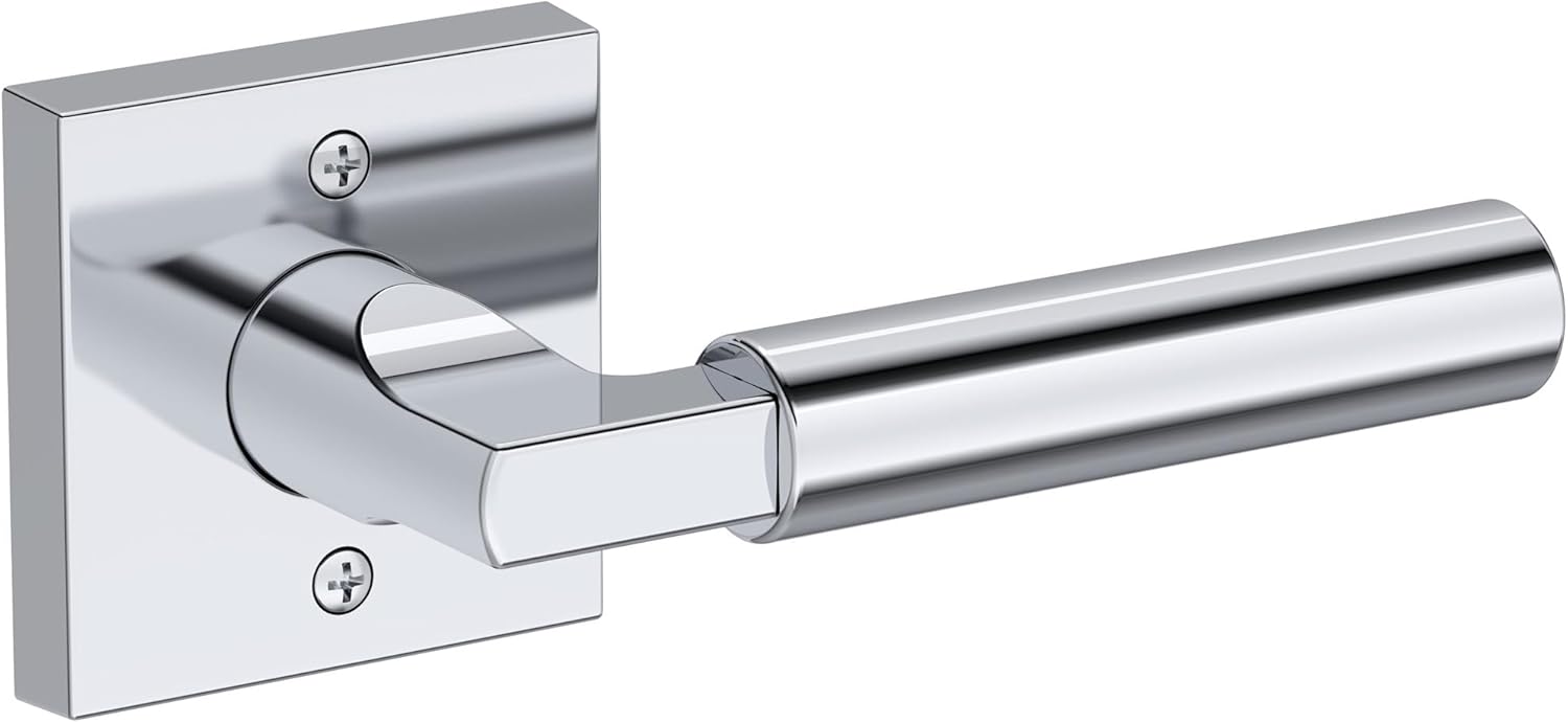 Baldwin PS.LKF.R.CSR Lake Forest Passage Door Lever Set with Contemporary Square Rose from the Reserve Collection - Satin Black