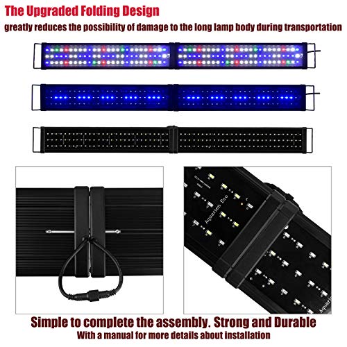Kzkr Upgraded Aquarium Light Led Full Spectrum 48-60 Inch Hood Lamp For Freshwater Marine Plant Multi-Color Decorations Light 120-150 Cm #TOP4