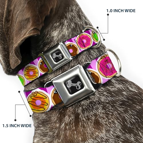 Collier de chien rose Sprinkle Donut Buckle Down en forme d'os pour taille moyenne